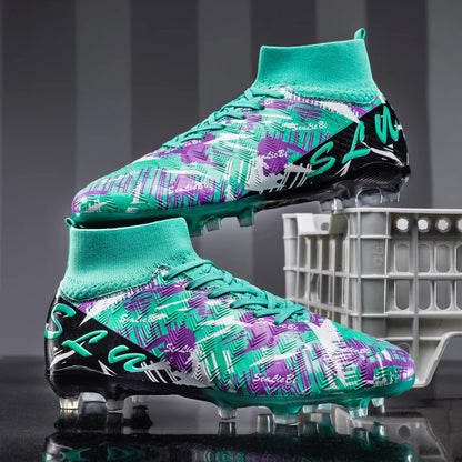 Chaussures de football professionnelles pour hommes/femmes, crampons antidérapants FG, bottes de football respirantes, chaussures d'entraînement à tige haute