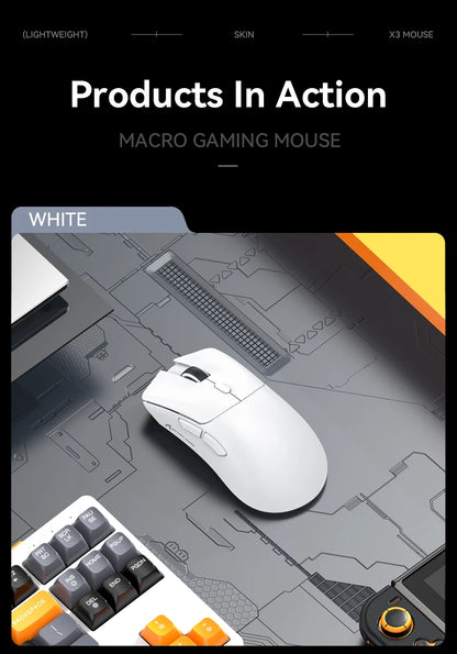 Ratón gaming inalámbrico Attack Shark R1 trimodo 2.4G Bluetooth con cable, 18K DPI, 1000Hz, sensor PAW3311, 59g, ligero y recargable