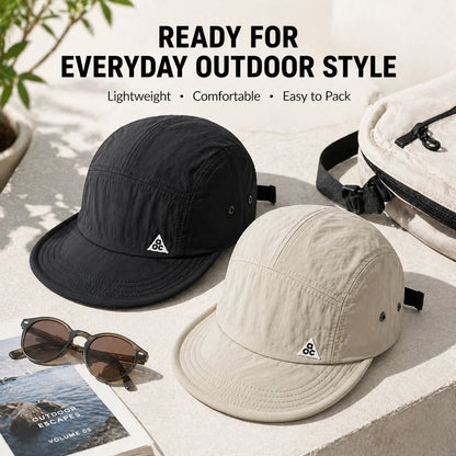 Unisex 5 Panel Camp Cap Quick Dry Waterproof Short Brim Adjustable Lightweight Breathable Cap for Hiking Camping Outdoor Daily