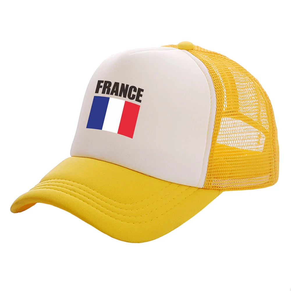 Franciaország Trucker sapkák Divatos, menő francia sapkák Baseball sapka Nyári, szabadtéri, napvédő hálós sapkák