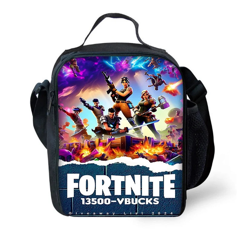Mochila Escolar Infantil Hot Game com Lancheiras, Design-F-FortniteS, Estojos para Lápis, Mochilas Escolares para Rapazes e Raparigas, Melhor Presente