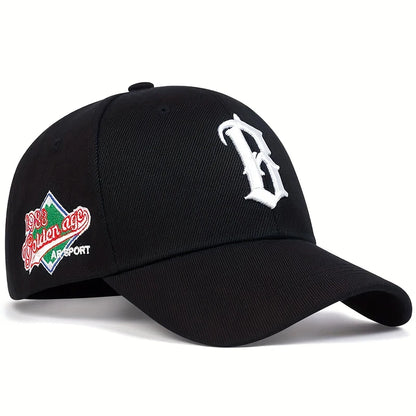 Unisex B Letter Embroidery Baseball Caps Adjustable Casual Hats Spring and Autumn Outdoor Sunscreen Hat