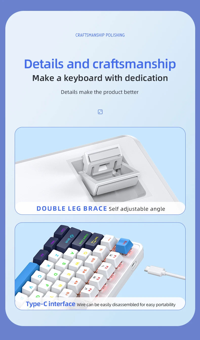 K82 75% Wired Mechanical Keyboard RGB Backlight, 82 KEY, Full Key Hot Swappable Blue Switch, Multifunctional Knob, Windows & Mac