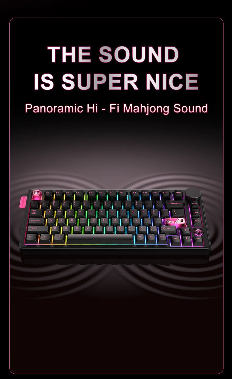 Onikuma 2025 New Mt706 Rgb Gaming Mechanical Keyboard 2.4g/ Wired/Bt, 81-Key Pbt Rgb Gaming Keyboard