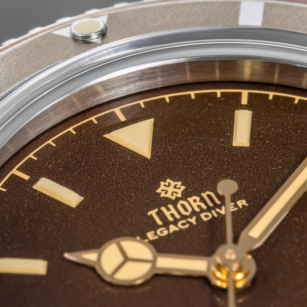 Thorn T028 Bronze Dive Watch PT5000 Automatic Movement Mechanical Watches Aluminum Bezel Sapphire 37mm Men Wristwatch