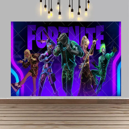 Backdrop F-fortniteds para Festa de Aniversário de Rapaz, Faixa Decorativa Infantil, Decoração de Mesa de Bolo de Aniversário, Acessórios para Festa, Adereços Fotográficos e Presente