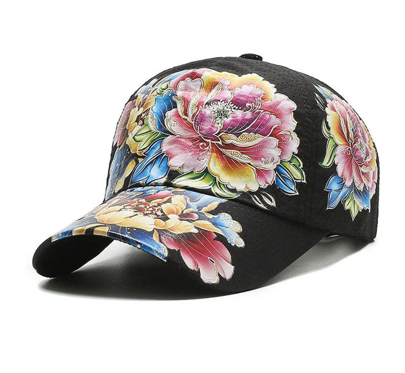 Spring/Summer Quick Drying Baseball Cap Men's And Women's Outdoor Beach Camping Sun Hat Printed Chinese Style Flower Sun HatB149