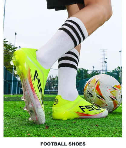 New Men Football Boots Non-Slip Outdoor Sneakers Match Grass Cleats High-quality Soccer Shoes Futsal Hot-selling High-top Light