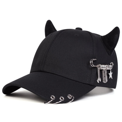 Metal rings, duckbill cap, men's and women's baseball, fashionable hip-hop cap, outdoor street personality