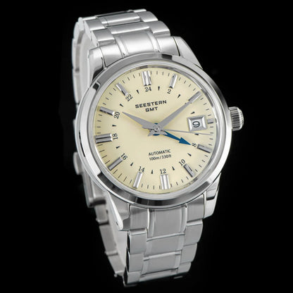 SEESTERN Men's Automatic Mechanical Wristwatch NH34 GMT Movement 10bar Waterproof Domed Sapphire Crystal Watch Limited S446 New