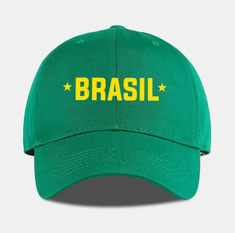 Brazil Fans “BRASIL” Printed Soft-Peak Baseball Cap – Unisex Adjustable Sun Hat for Soccer Enthusiasts – Father's Day Gift