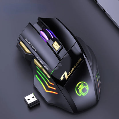 GW 2.4G and Bluetooth Wireless Mouse Silent Rechargeable Breathing Light 7 Keys DPI Adjustable Optical Sensor Mouse Game Office