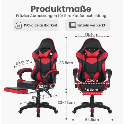 360° Ergonomic Gaming Chair Racing Style Leather Office Chair with Lumbar Support, Headrest, Footrest, Swivel Reclining Computer Gaming Chair