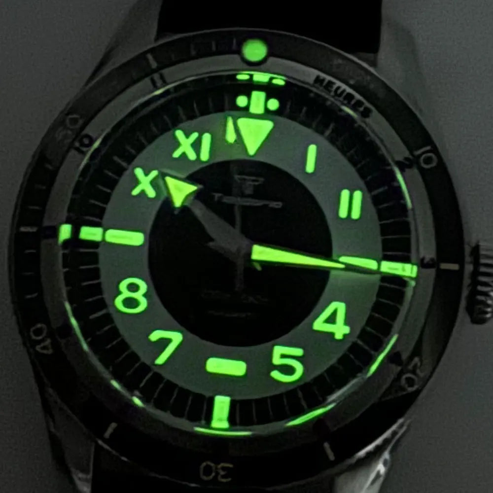 Tandorio Waterproof Watch Men Dome Sapphire Crystal Roman Numbers 120 Clicks Bezel NH35A/Miyota 8215 Movt Silicone Grey Dial