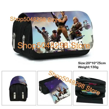 Pencil Case Big Canvas Kawaii Pencil Bags Pen Case for Boys Girls Fortnite Print School Supplies Stationery Teens Birthday Gift