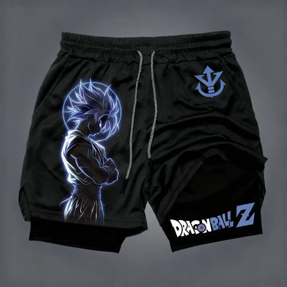 „Dragon Ball Z“ Super Saiyan Goku anime motyvas, vasariniai, unisex, laisvi, sportiniai, kvėpuojantys, greitai džiūstantys, dvigubo sluoksnio šortai