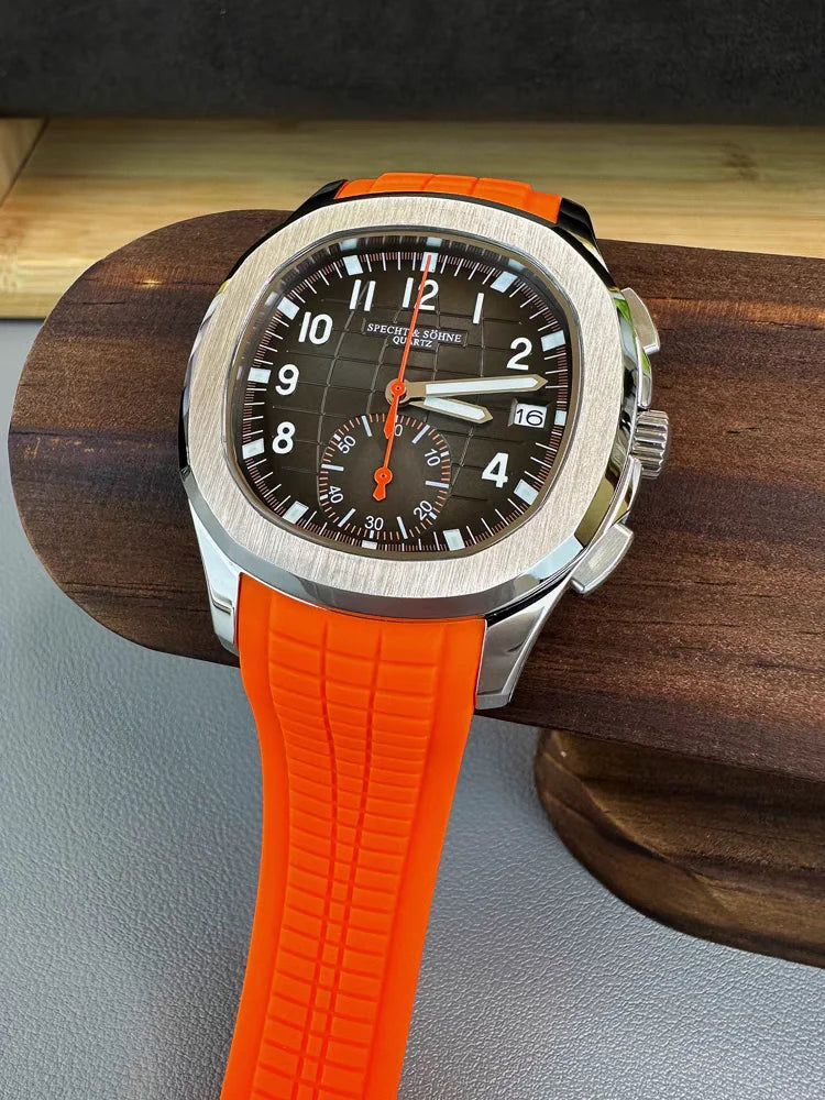 2026 New Specht&Sohne Men's Watches Quartz Watch Top Brand Luxury Chronograph Sport Rubber Luminous 5Bar Waterproof Reloj Hombre