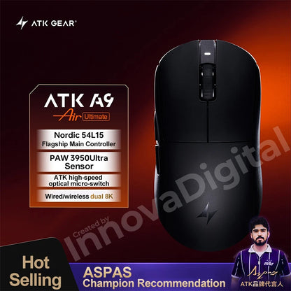 Bezprzewodowa mysz gamingowa ATK Dragonfly A9 Ultimate A9 Air PAW3950 ultralekka ergonomiczna mysz e-sportowa FPS dla graczy CSGO A9 Ultra