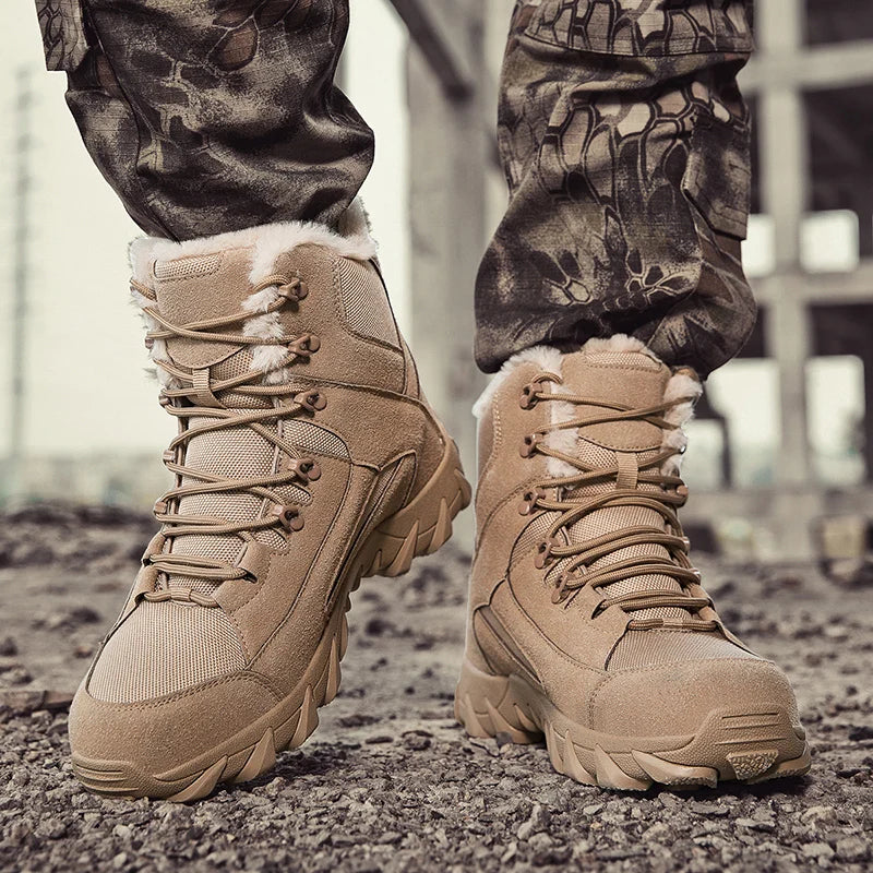 Chaussures de neige antidérapantes pour hommes, bottines montantes à plateforme, confortables et chaudes, bottes d'hiver pour hommes, bottes de couture dans le désert