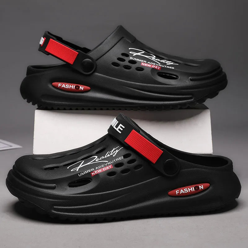 Sandales d'été pour hommes, pantoufles décontractées massantes, claquettes antidérapantes, sandales pour hommes, chaussures de plage à trous pour intérieur et extérieur, grandes tailles