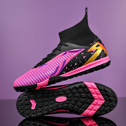 Nouvelles chaussures de football pour hommes, chaussures de sport, chaussures de futsal à cheville haute, chaussures de football de haute qualité, antidérapantes pour intérieur et extérieur, ultralégères, antidérapant