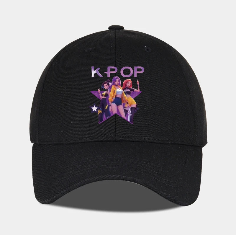 K-POP-baseballpet met print van cartoonmeisjesgroep - Unisex casual retro verstelbare ‘dad cap’ - Y2K-zonnepet