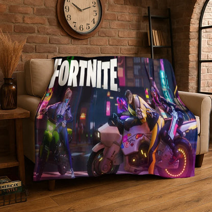 Cartoon F-Fortnite Game Gamer Flannel Blanket Soft Warm Throw Blanket for Bedroom Living Room Bed Travel Camping Picnic Gift