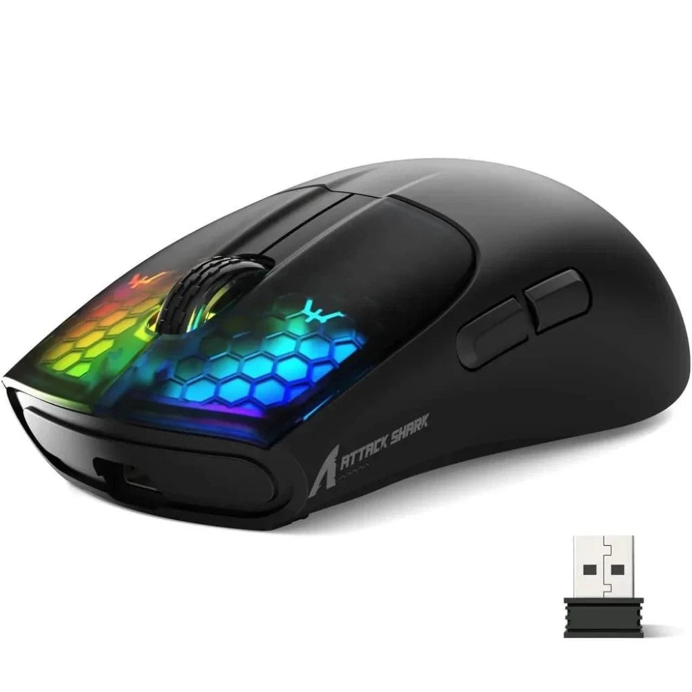 ATTACK SHARK X5 Wireless Mouse Lightweight Tri-Mode Connection 2.4GHz/Wired/Bluetooth RGB Macro Gaming Mouse