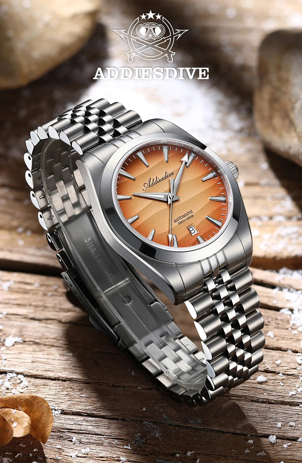 ADDIESDIVE NEW 39mm Men's Desert Texture Watch 200m Diver Sapphire Crystal AD2540 BGW9 Blue Luminous  Mechanical Automatic Watch