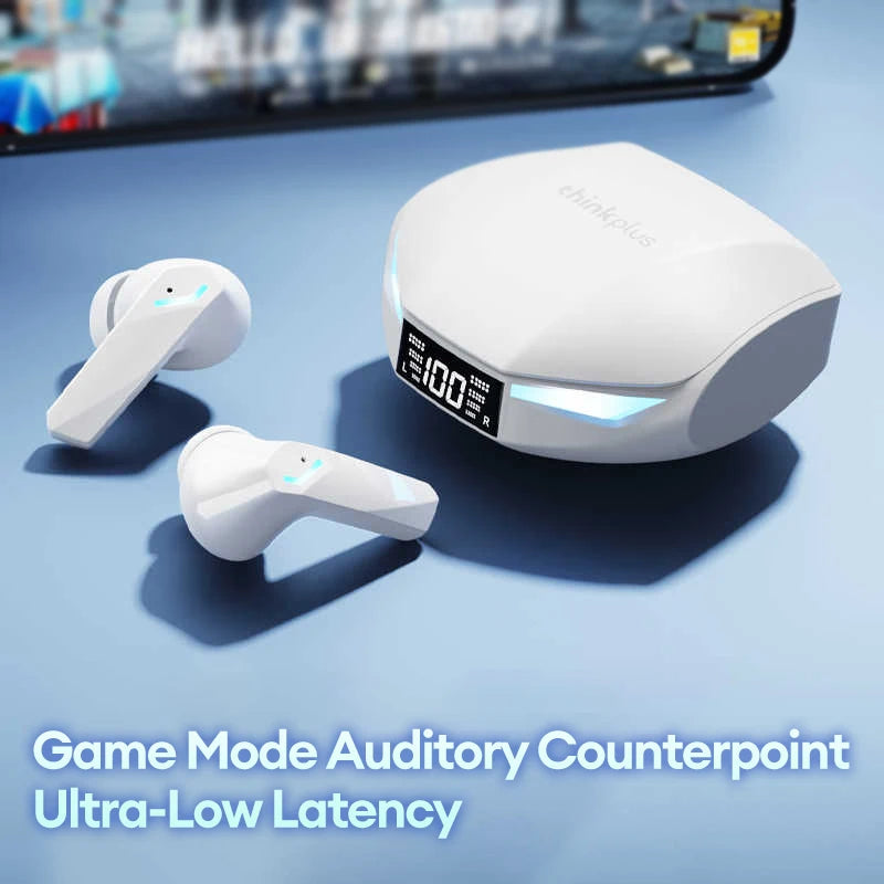 Lenovo XT53 Wireless Bluetooth 5.4 Gaming Earbuds – LED Display, Waterproof Noise Isolating Earphones with Low Latency & Microphone