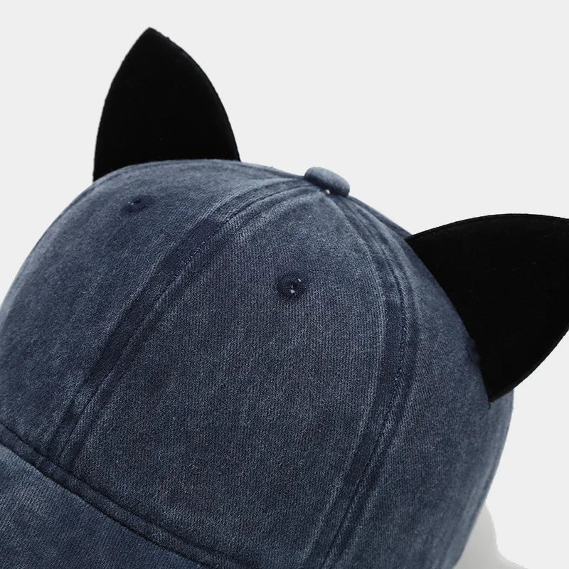 Cute cat ears baseball cap women summer soft top caps student couple personalized hat men hip hop streetwear