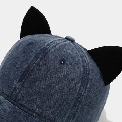 Cute cat ears baseball cap women summer soft top caps student couple personalized hat men hip hop streetwear