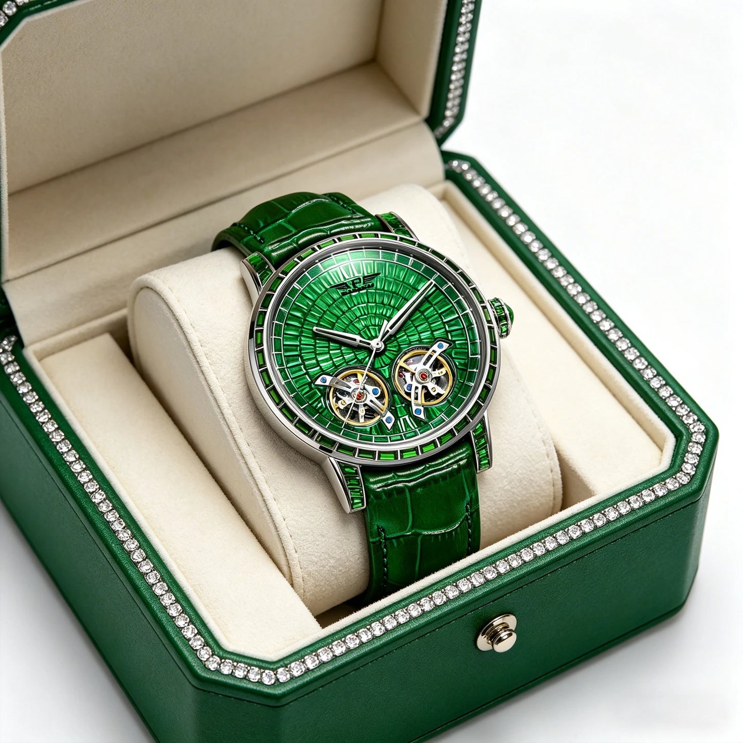 2026 PINDU Design New Diamond Mechanical Watch Men Top Luxury Double Flying Wheel Watch Sapphire Glass Waterproof Watch Leather