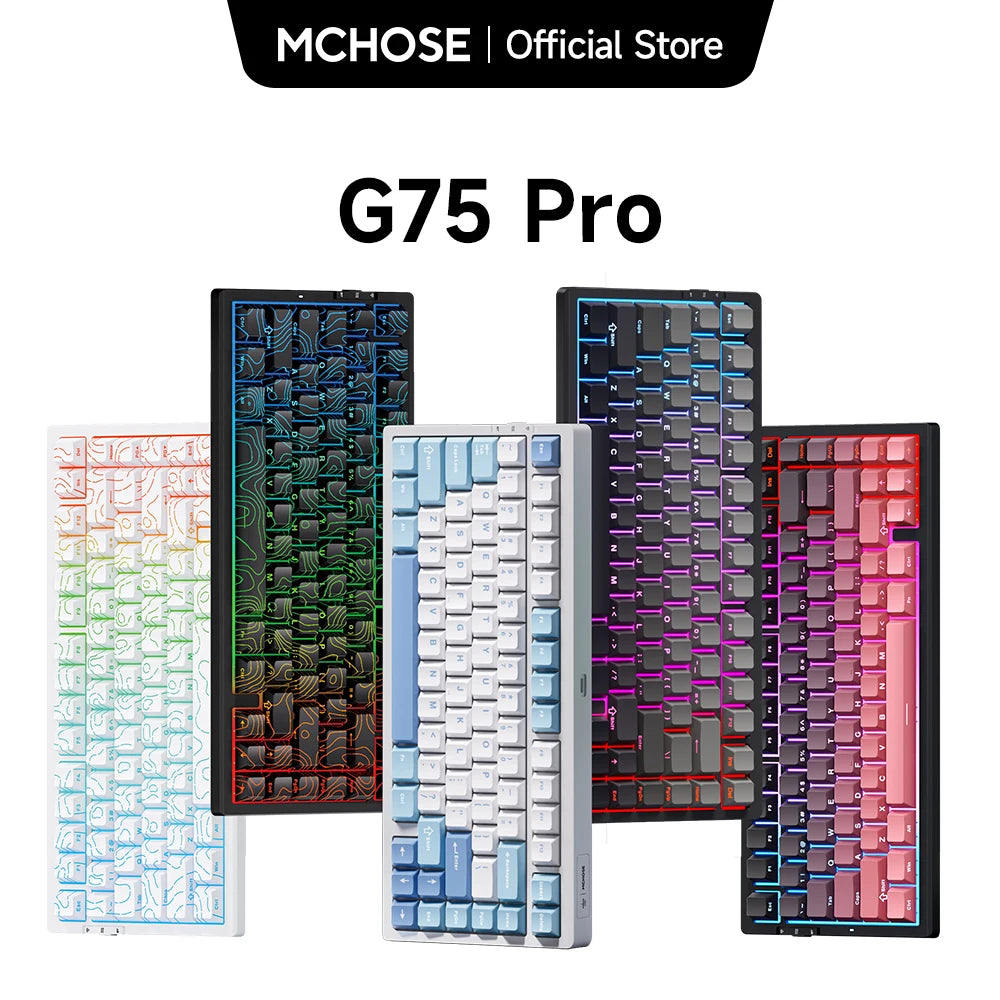 Tastiera meccanica wireless MCHOSE G75 Pro, layout 75%, montaggio gasket, 5 strati di smorzamento, retroilluminazione RGB, tri-mode, hot-swappable