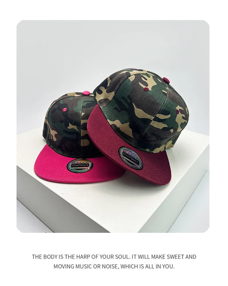 New Unisex Color Block Camouflage Baseball Hats Flat Eave Breathable Hip Hop Sunshade Peaked Caps Versatile Fashion Personal ins