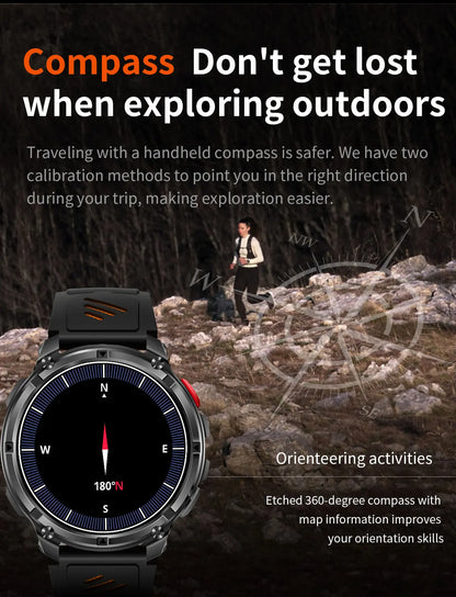 New T-REX3 Ultra 1100mAh Battery SmartWatch 10ATM Waterproof GPS Compass Flashlight 1.7" AMOLED HD Call Sports Smart Watch Men