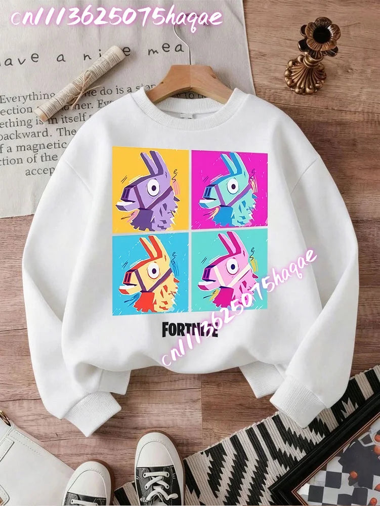 Sweatshirt pullover FORTNITED de manga comprida para criança, estilo streetwear para menina, menino e bebé, top de moda anime infantil, presente