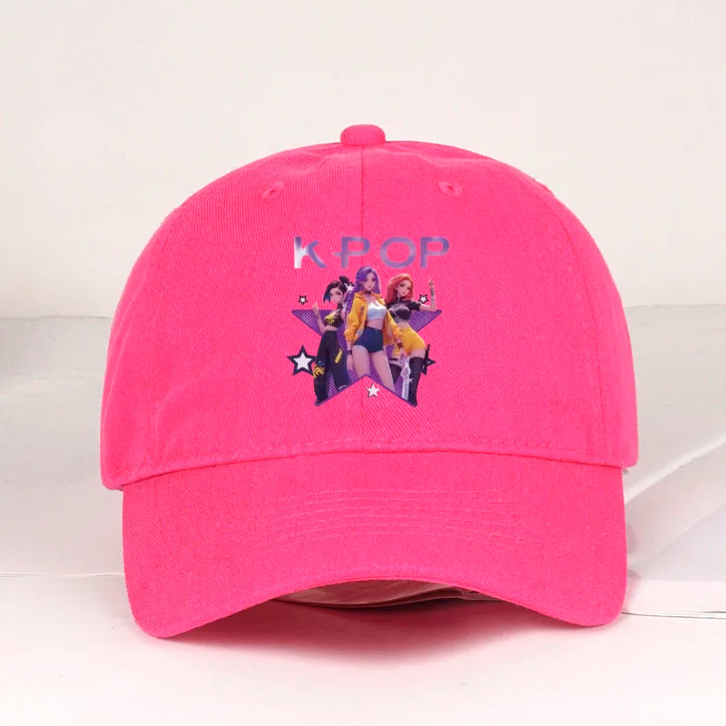 K-POP-baseballpet met print van cartoonmeisjesgroep - Unisex casual retro verstelbare ‘dad cap’ - Y2K-zonnepet