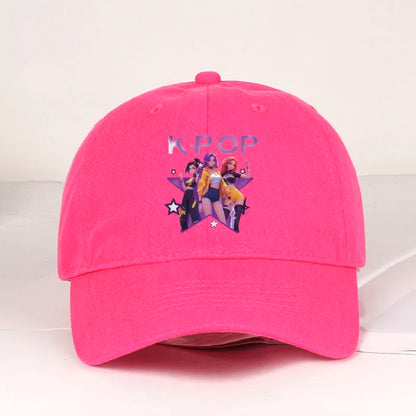 K-POP-baseballpet met print van cartoonmeisjesgroep - Unisex casual retro verstelbare ‘dad cap’ - Y2K-zonnepet