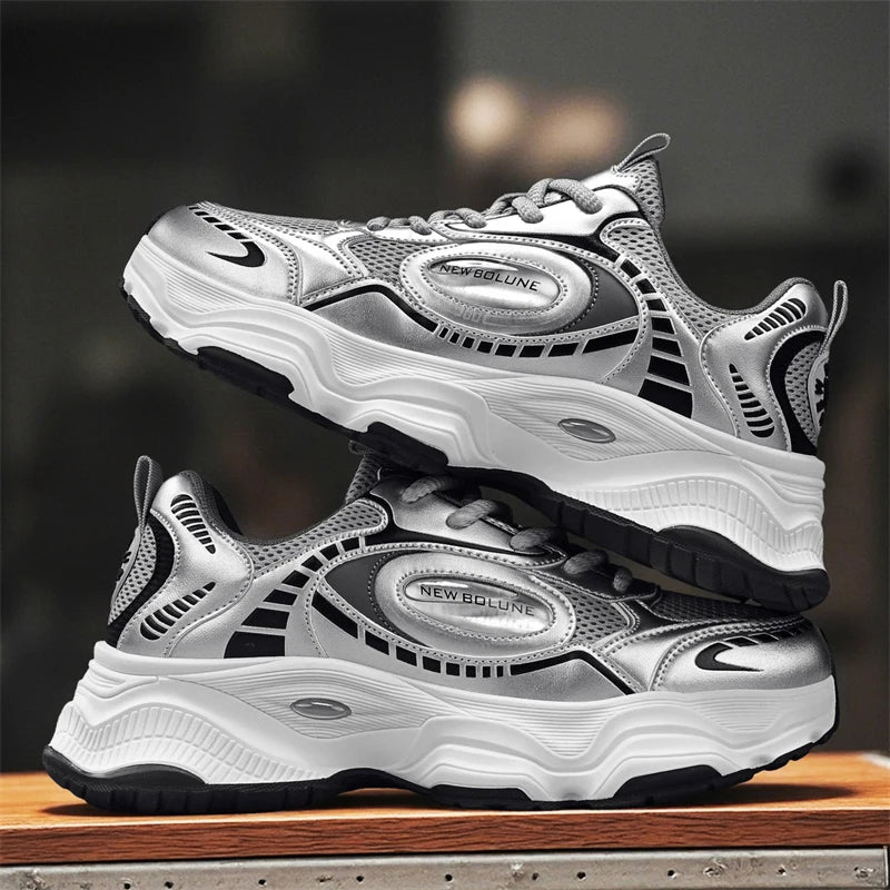 Herren-Sportschuhe – Neu, aus Mesh, atmungsaktiv, mit dicker Sohle, höhenverstellend, strapazierfähig, für den täglichen Weg zur Arbeit, vielseitig einsetzbare Freizeit-Sneaker