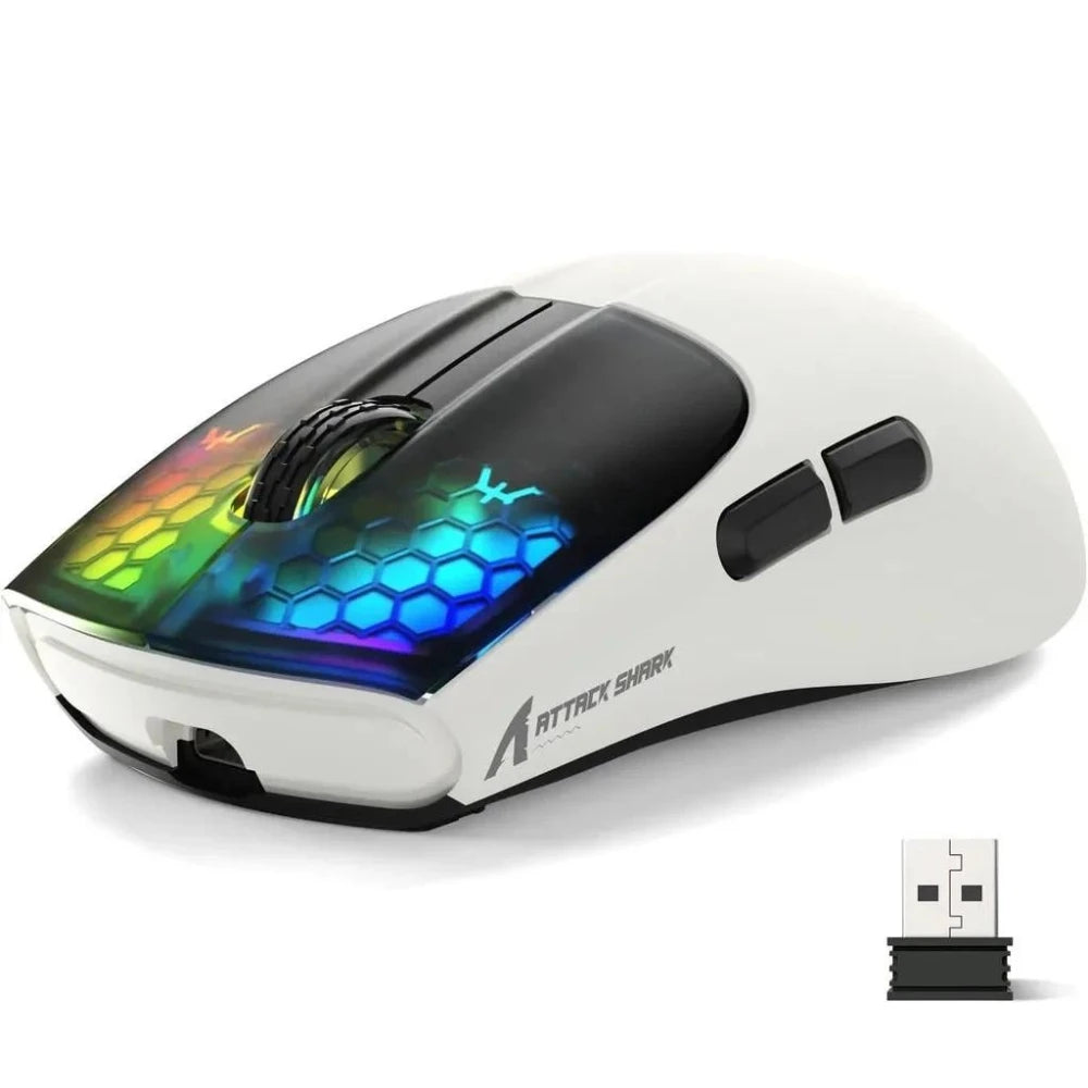 ATTACK SHARK X5 Wireless Mouse Lightweight Tri-Mode Connection 2.4GHz/Wired/Bluetooth RGB Macro Gaming Mouse