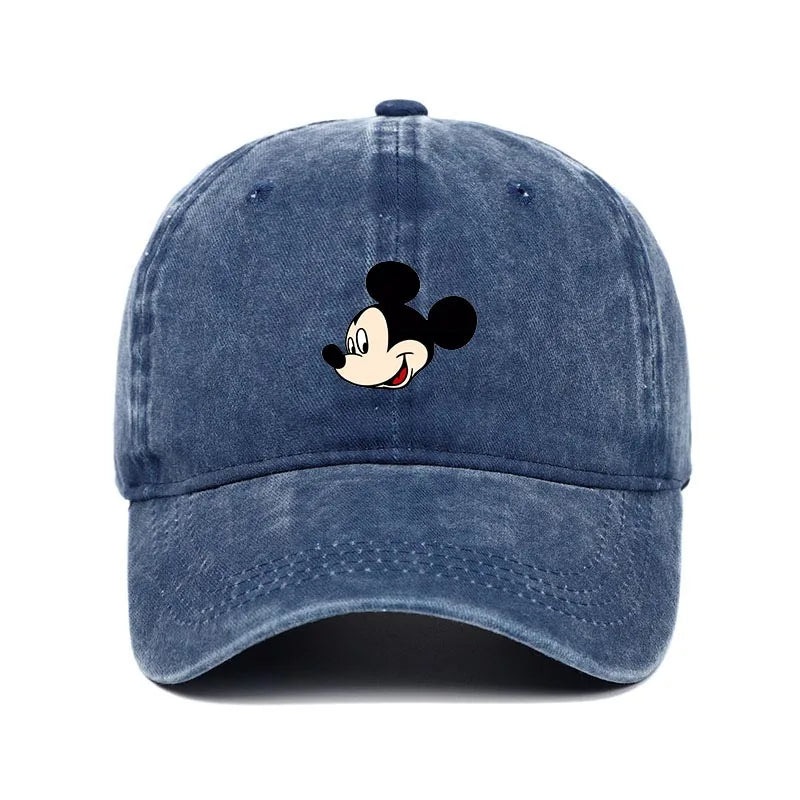 Retro Washed Mickey Mouse Print Baseball Cap Men Women Vintage Kpop Snapback Cap Adjustable Breathable Trucker Hat Sunscreen Hat