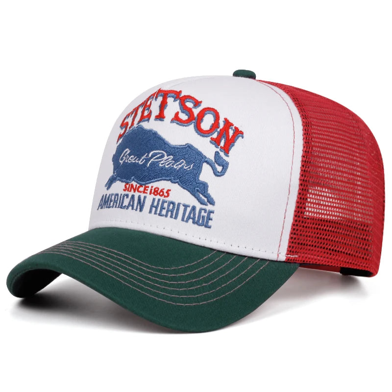 Εξατομικευμένο καπέλο «New Truck» STETSON με κόκκινη αρκούδα, από αναπνεύσιμο πλέγμα, καπέλο Street Hip Hop, για καθημερινή casual χρήση, καπέλο μπέιζμπολ με αντηλιακή προστασία