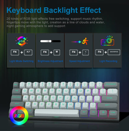 E-YOOSO Hz-61 RGB USB Mini 8K RT Mechanical Gaming Keyboard Magnetic Switch 61 Key Wired for Computer PC Laptop detachable cable