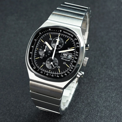 Hruodland new 2025 new 0S00 retro men's quartz chronograph sapphire stainless steel waterproof 5Bar luminous C3 reloj hombre