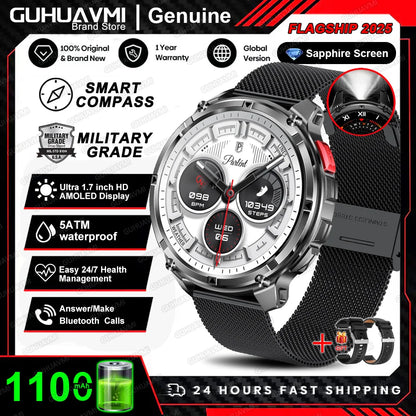 New T-REX3 Ultra 1100mAh Battery SmartWatch 10ATM Waterproof GPS Compass Flashlight 1.7" AMOLED HD Call Sports Smart Watch Men