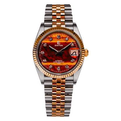 Eniton 36mm Men's Mechanical Watch with Stainless Steel Peacock Stone Tiger Eye Dial And NH35 Movement