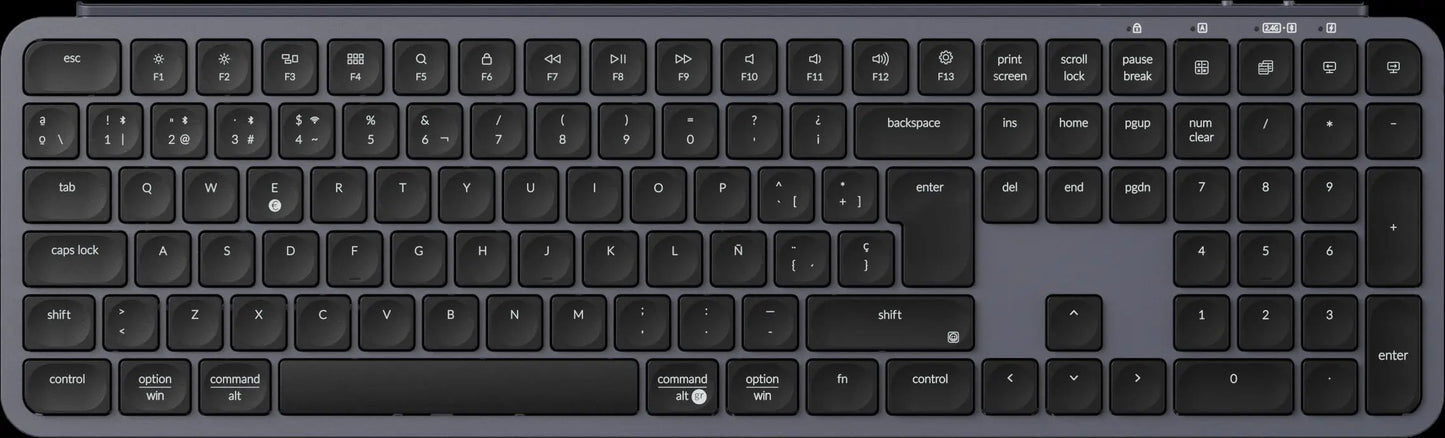 Tastiera wireless ultra-sottile Keychron B6 Pro layout ISO, formato completo, portatile e leggera, con connessioni 2.4GHz e Bluetooth