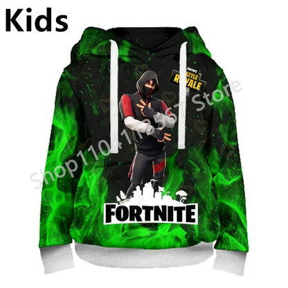 Llama Battle Royale F-Fortnited Hoodies 3D Printed Men Women Children Sweatshirts Boy Girl Kids Streetwear Pullover Green Tops