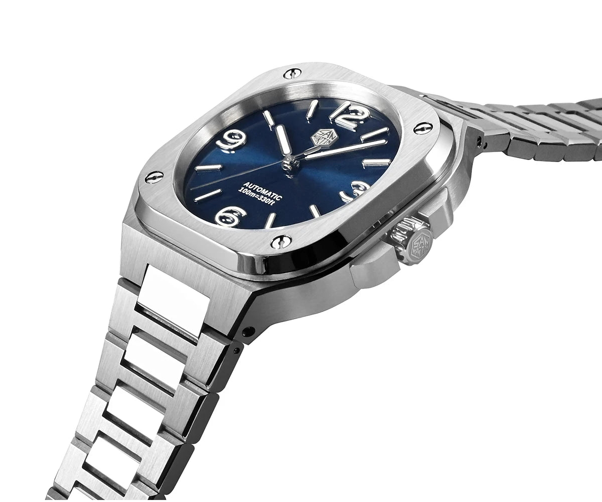 San Martin 40mm Classic Luxury Sport Watch Distinctive Square Case Stainless Steel Men Watch Automatic Mechanical 10 Bar SN0074